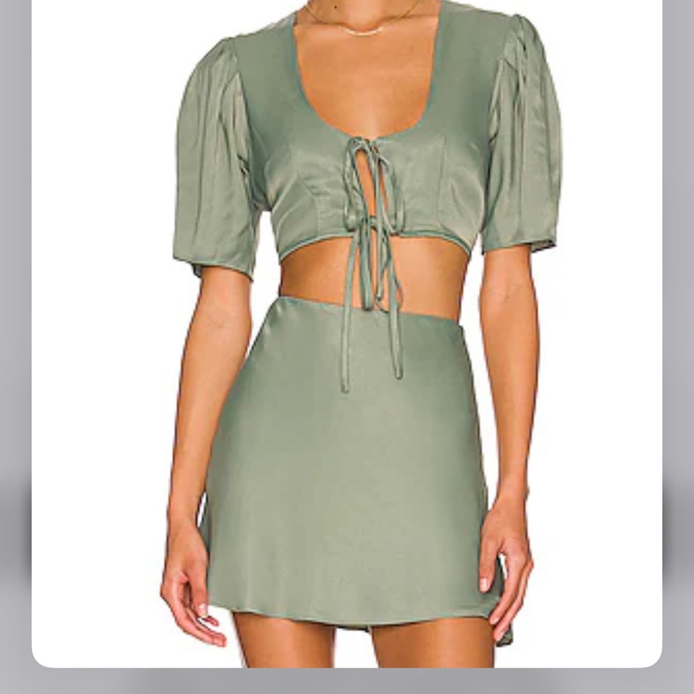 Anna Nata Green Crop Top and Skirt Set